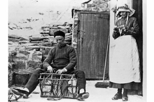 Holiday Cottage in Staithes. Repairing the lobster pots